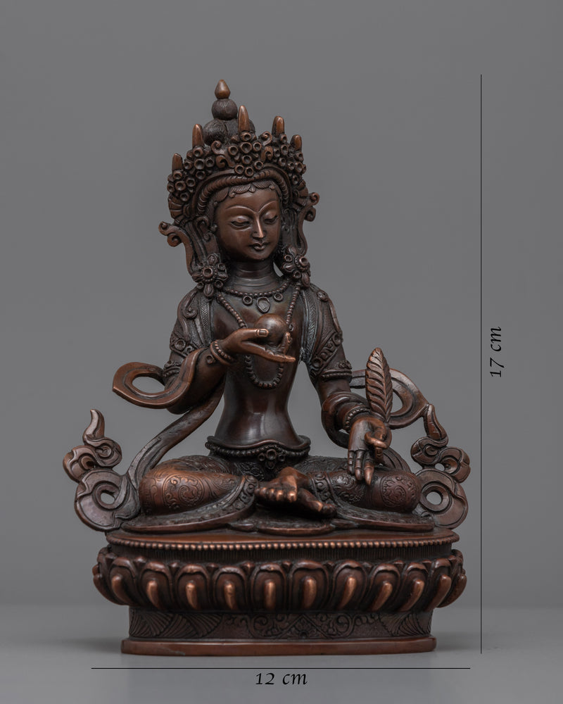 Ksitigarbha Dharani Practice Statue | Oxidized Copper Statue Of Buddhist Bodhisattva