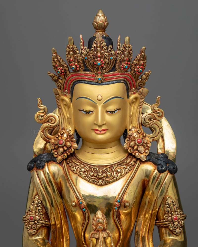 Amitayus Long Life Mantra Practice Statue | Traditional Tibetan Deity of Long Life Figurine