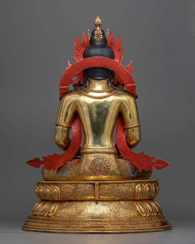 Amitayus Long Life Mantra Practice Statue | Traditional Tibetan Deity of Long Life Figurine