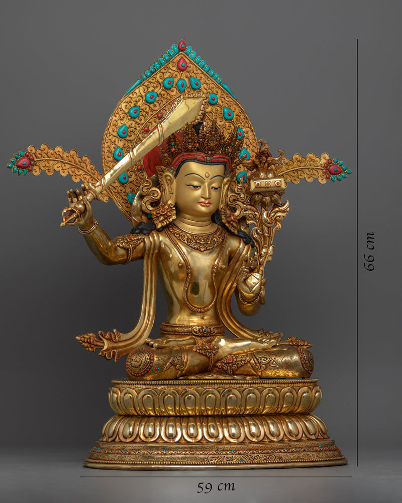 Manjushri Buddhism Sculpture | Traditional Tibetan Bodhisattva Of Compassion Statue