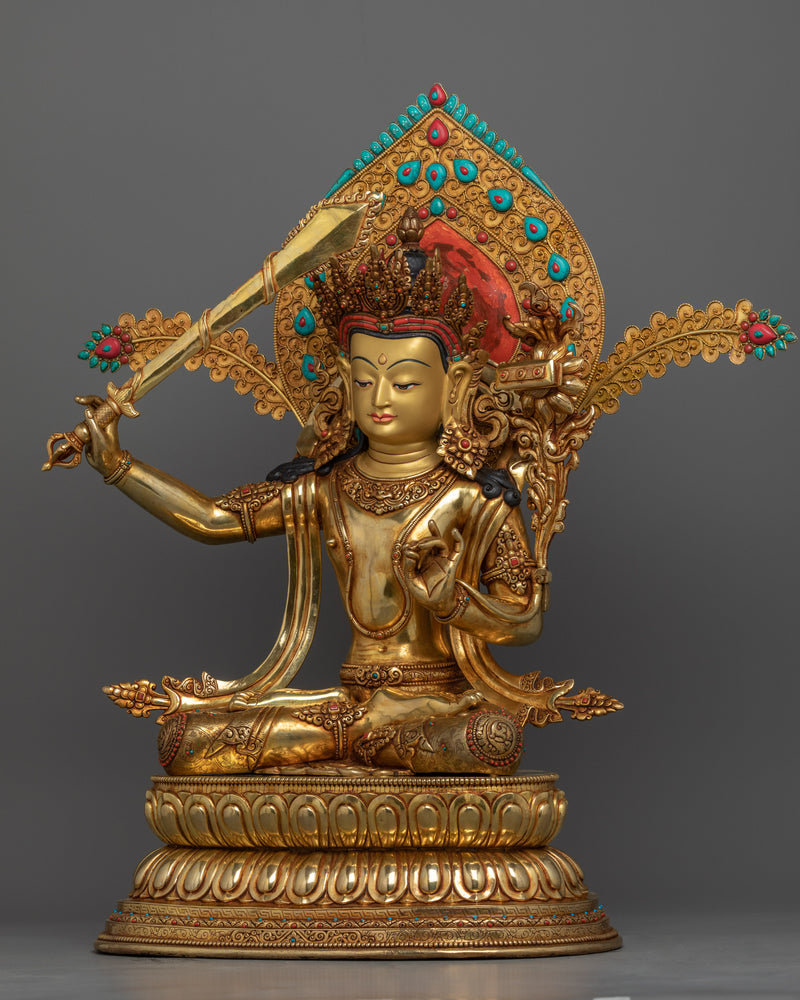 Manjushri Buddhism Sculpture | Traditional Tibetan Bodhisattva Of Compassion Statue