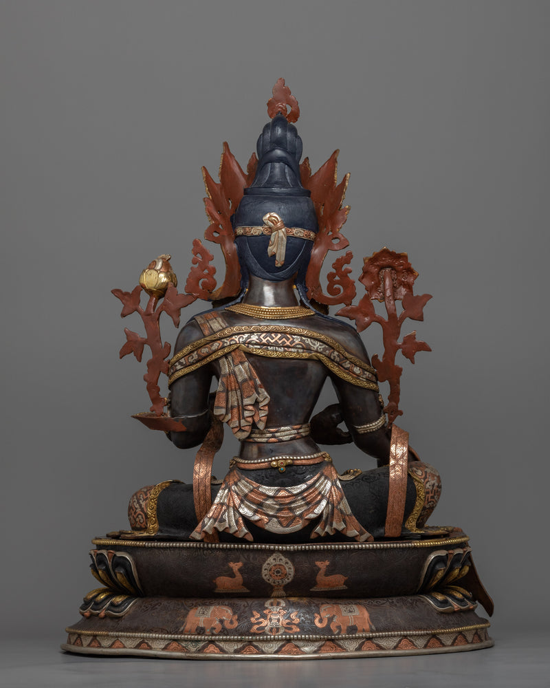 Green Tara Princess Statue | Traditional Tibetan Copper & Gold Statue Of Mother Tara