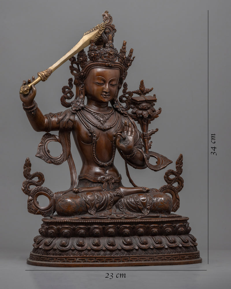 Manjushri Buddha Mantra Sculpture | Tibetan Bodhisattva Of Compassion Figurine