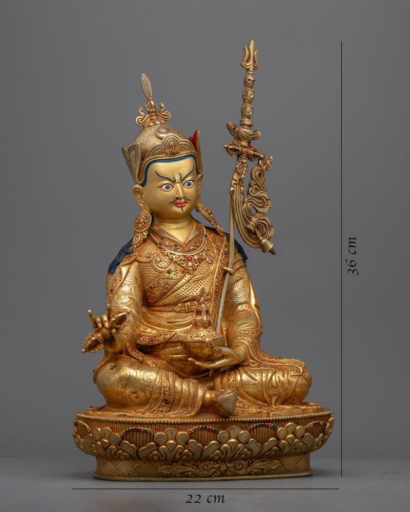 Traditional Guru Padmasambhava Mantra Sculpture | Tibetan Lotus Born Master Figurine