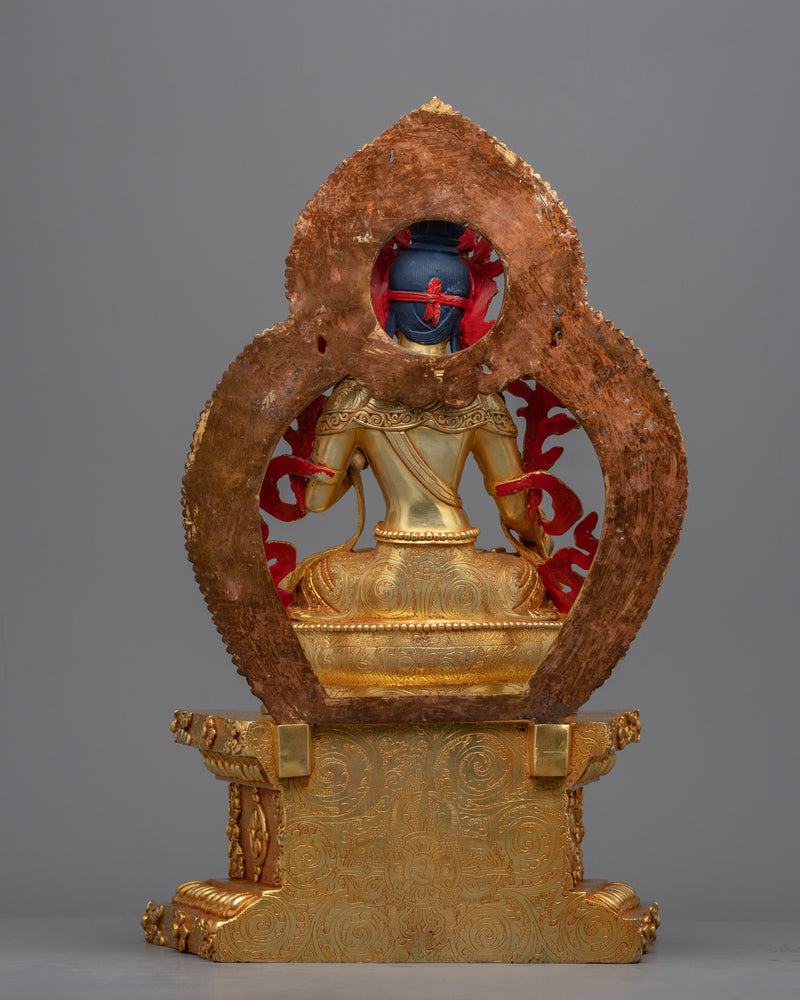 White Tara Empowerment Statue | Tibetan Deity White Tara Seated on Throne Figurine