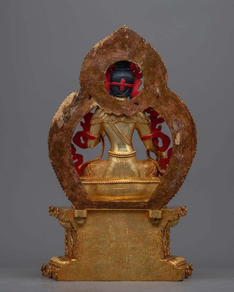 Traditional Tibetan Buddha Tara Mantra Sculpture | Buddhist Mother Tara Seated On Throne