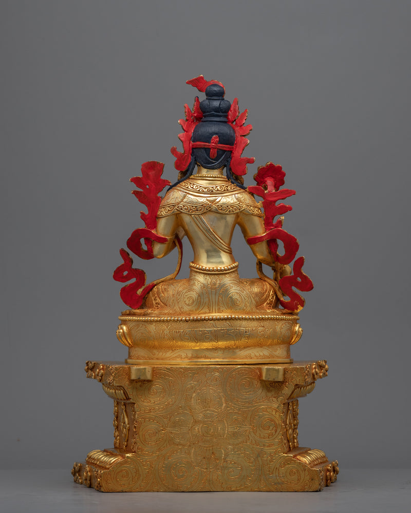 Traditional Tibetan Buddha Tara Mantra Sculpture | Buddhist Mother Tara Seated On Throne