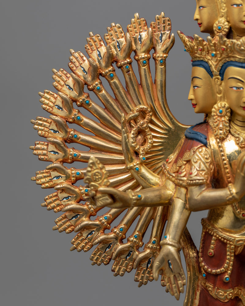 Himalayan 1000 Armed Avalokiteshvara Statue | Traditional Tibetan Bodhisattva Of Compassion