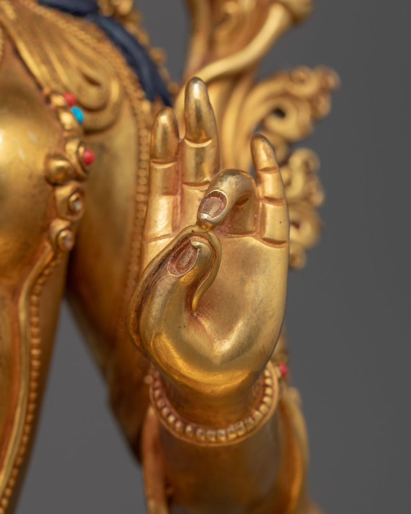 Green Tara Day Prayer Statue | 24K Gold-Gilded Mother Tara Statue