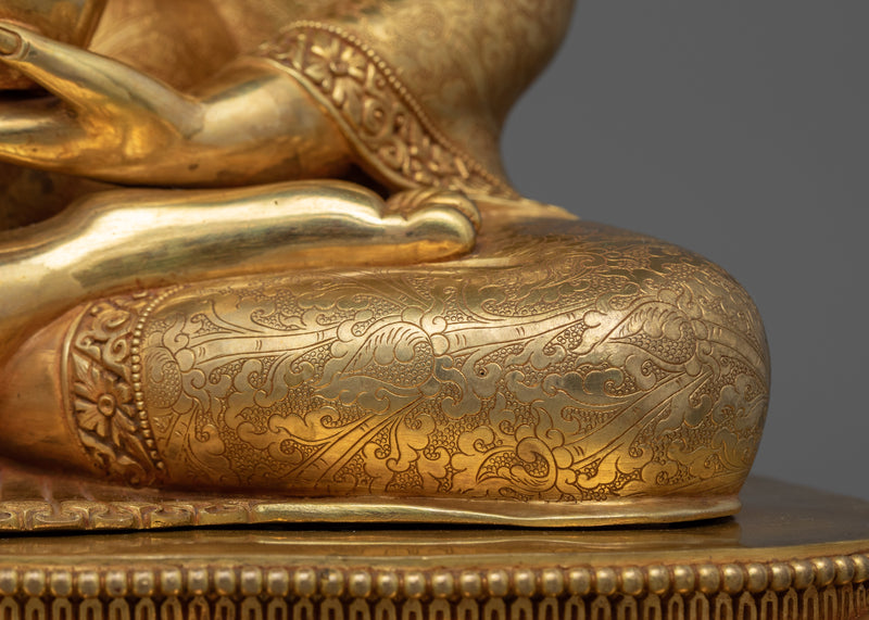 24K Gold-Gilded Blue Buddha Healing Statue | Buddhist Healing Medicine Buddha Figurine