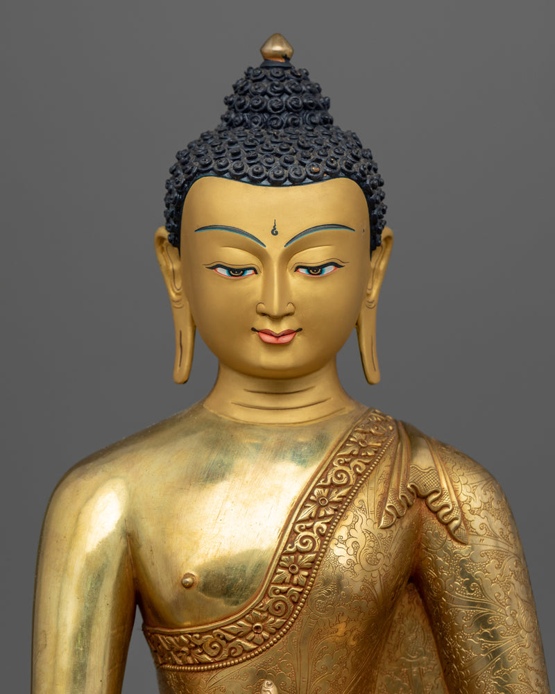 24K Gold-Gilded Blue Buddha Healing Statue | Buddhist Healing Medicine Buddha Figurine