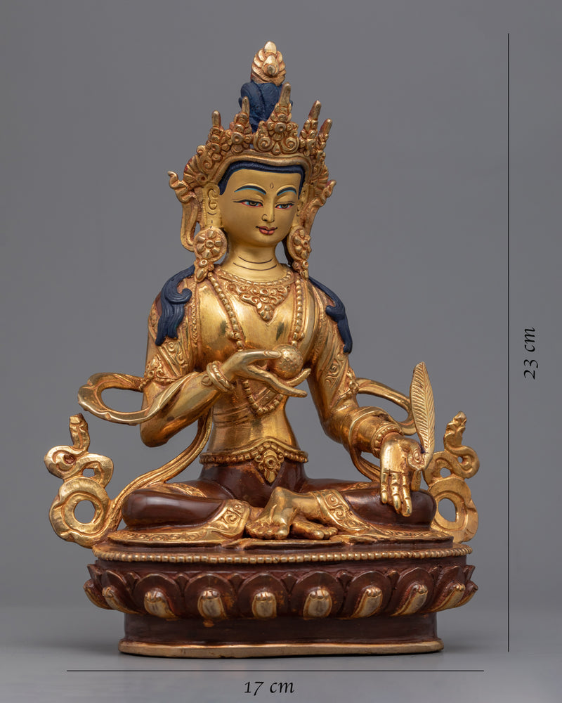 Gold Gilded Statue For Ksitigarbha Bodhisattva Mantra | Religious Statue for Mantra Practitioner