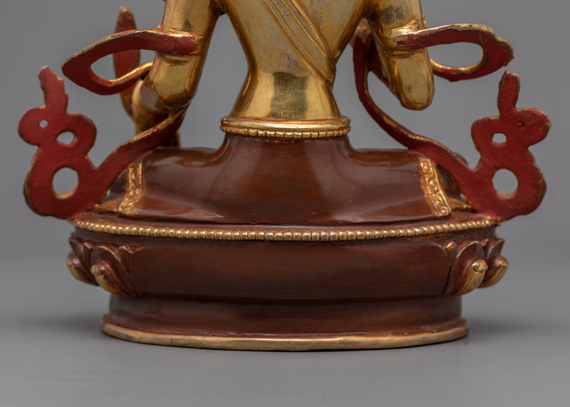 Gold Gilded Statue For Ksitigarbha Bodhisattva Mantra | Religious Statue for Mantra Practitioner