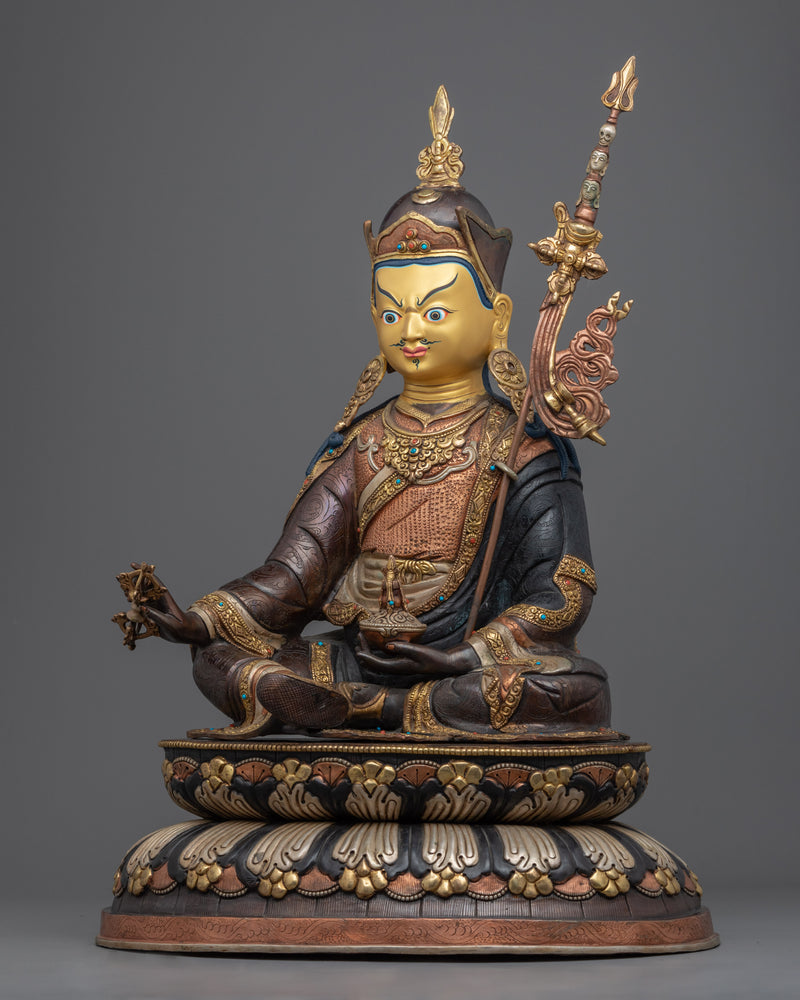 Statue for Padmasambhava Teachings | Guru Rinpoche Face Gilded in 24-Karat Real Gold