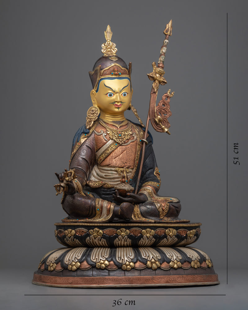 Statue for Padmasambhava Teachings | Guru Rinpoche Face Gilded in 24-Karat Real Gold