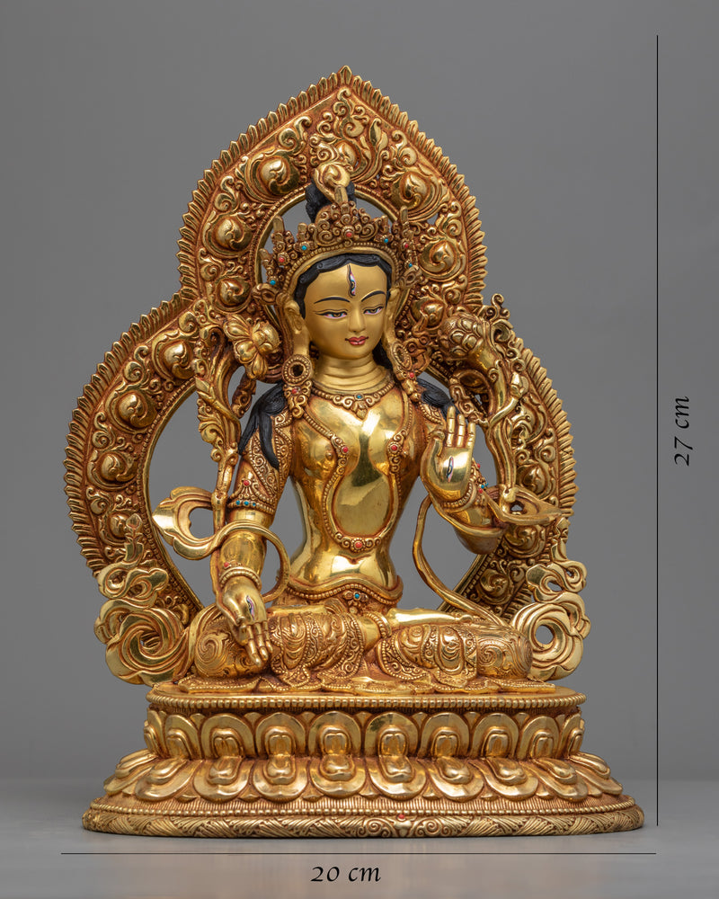 Golden Statue of Sita Tara | Himalayan Traditionally Hand-made Sculpture