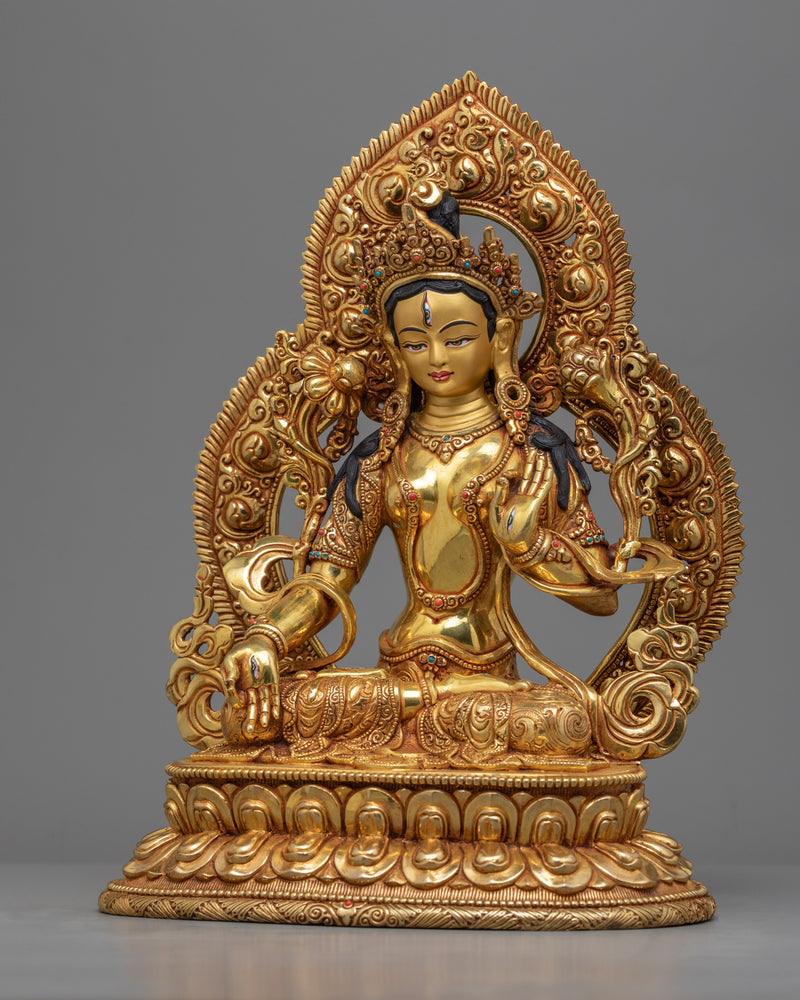 Golden Statue of Sita Tara | Himalayan Traditionally Hand-made Sculpture