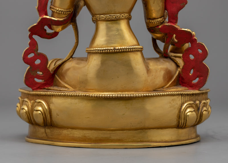 Traditional Tibetan Mother Tara Statue | Gold-Plated Himalayan Artwork