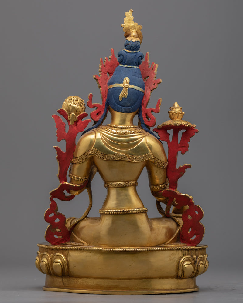 Traditional Tibetan Mother Tara Statue | Gold-Plated Himalayan Artwork