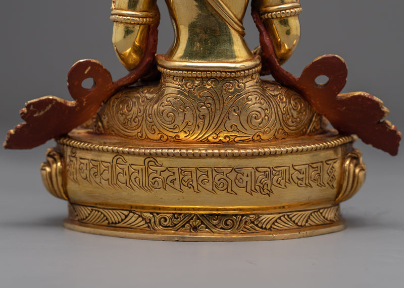 Golden Statue For Amitayus Mantra Tibetan | Traditionally Hand-crafted Sculpture