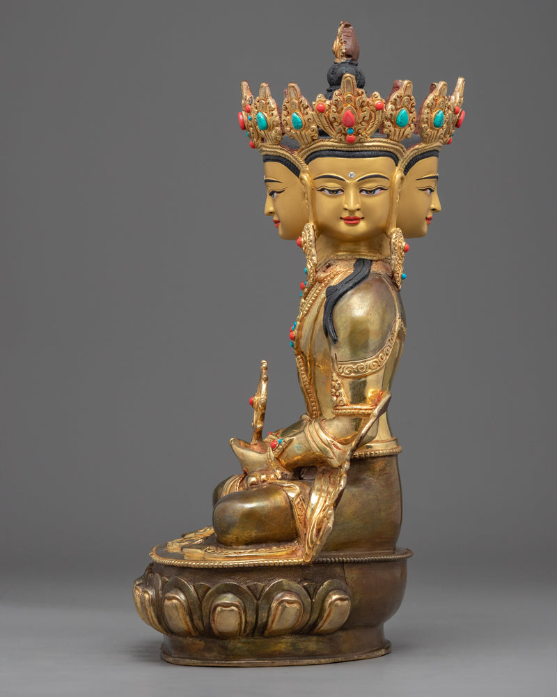 Dhyani Buddha Vairocana Statue | Traditionally Made Himalayan Sculpture