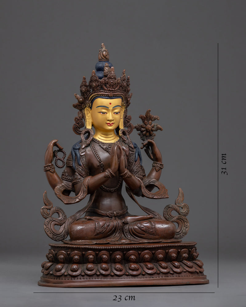 Chenrezig Pure Land Prayer | Himalayan Oxidized Art Form