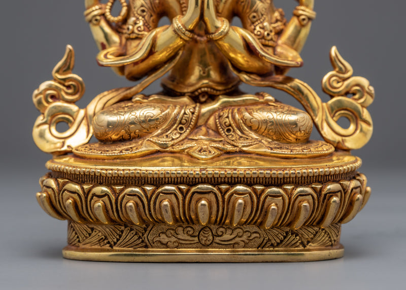 Mantra Of Compassion Avalokiteshvara | Golden Statue of 4 Armed Chenrezig