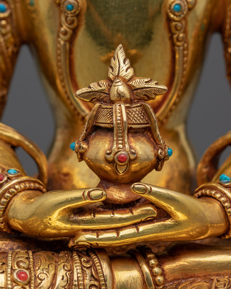 Tibetan Buddhist Statue of Lord Amitayus | Himalayan Traditional Art