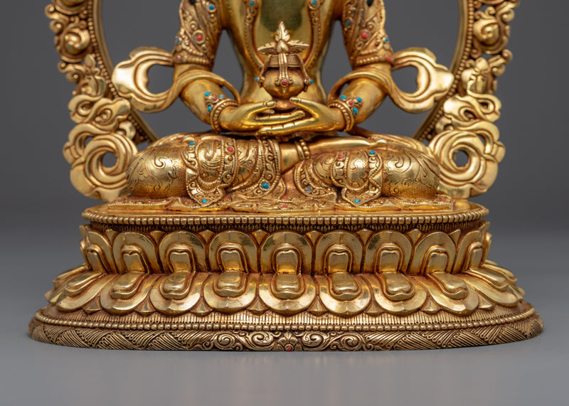 Tibetan Buddhist Statue of Lord Amitayus | Himalayan Traditional Art