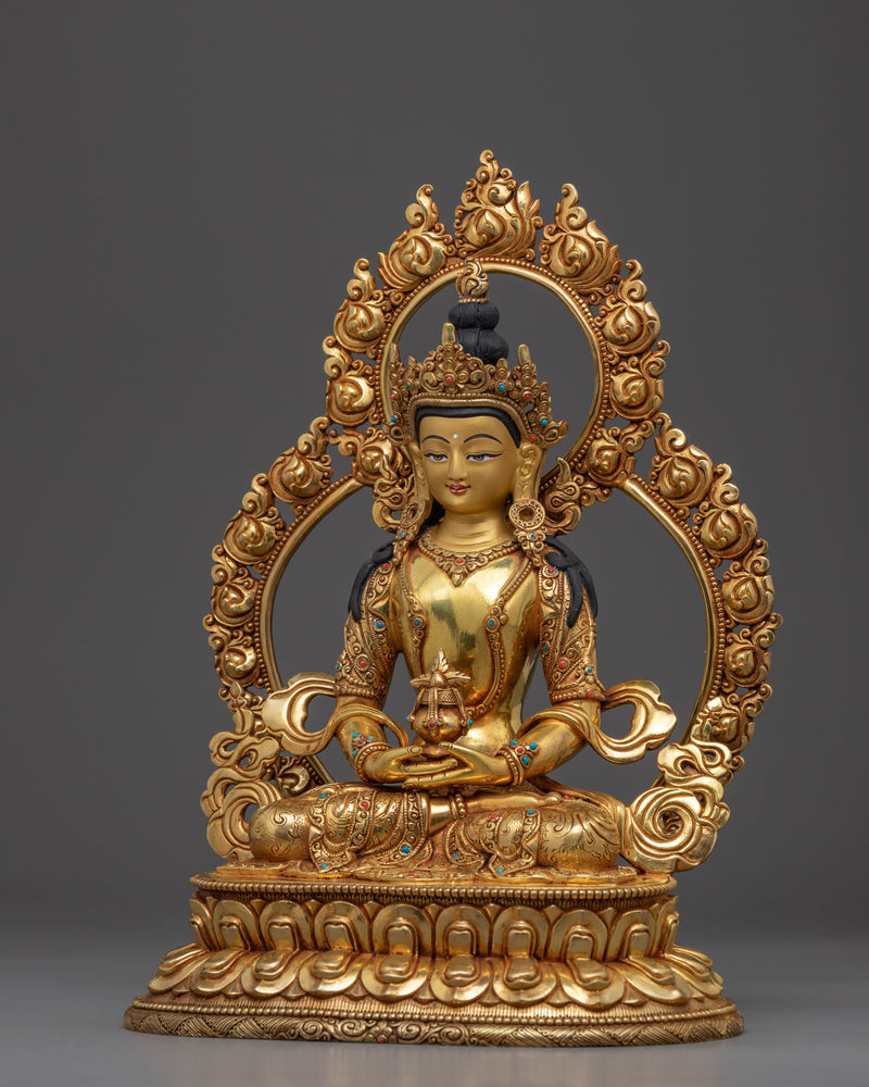 Tibetan Buddhist Statue of Lord Amitayus | Himalayan Traditional Art