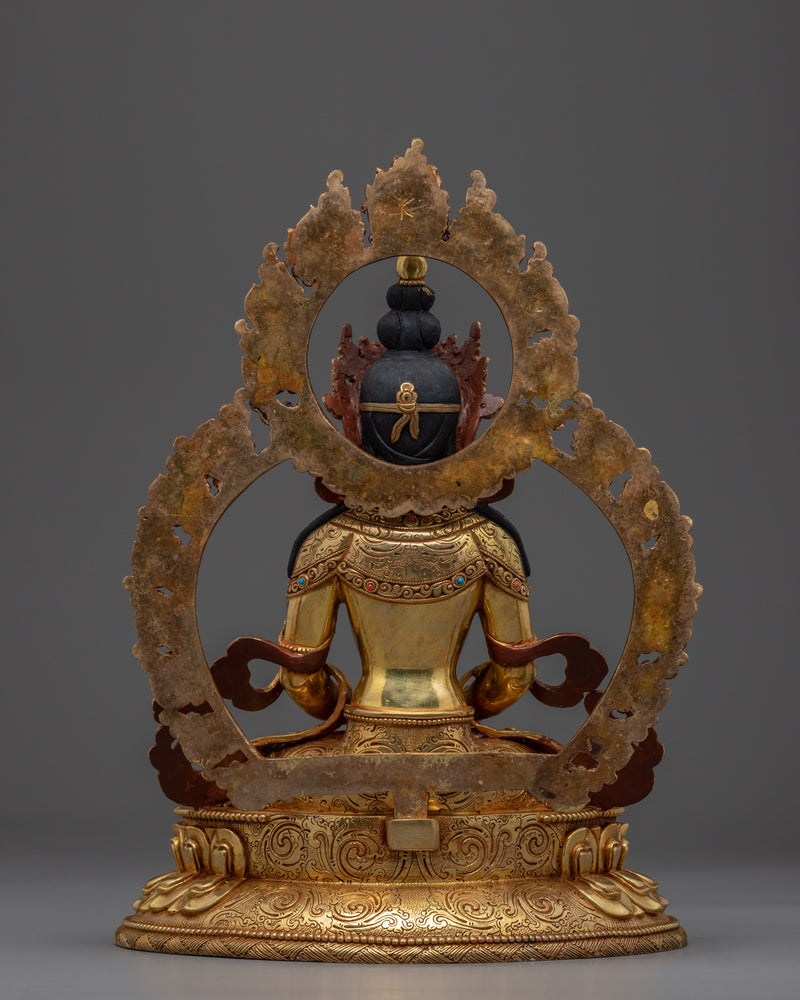 Tibetan Buddhist Statue of Lord Amitayus | Himalayan Traditional Art