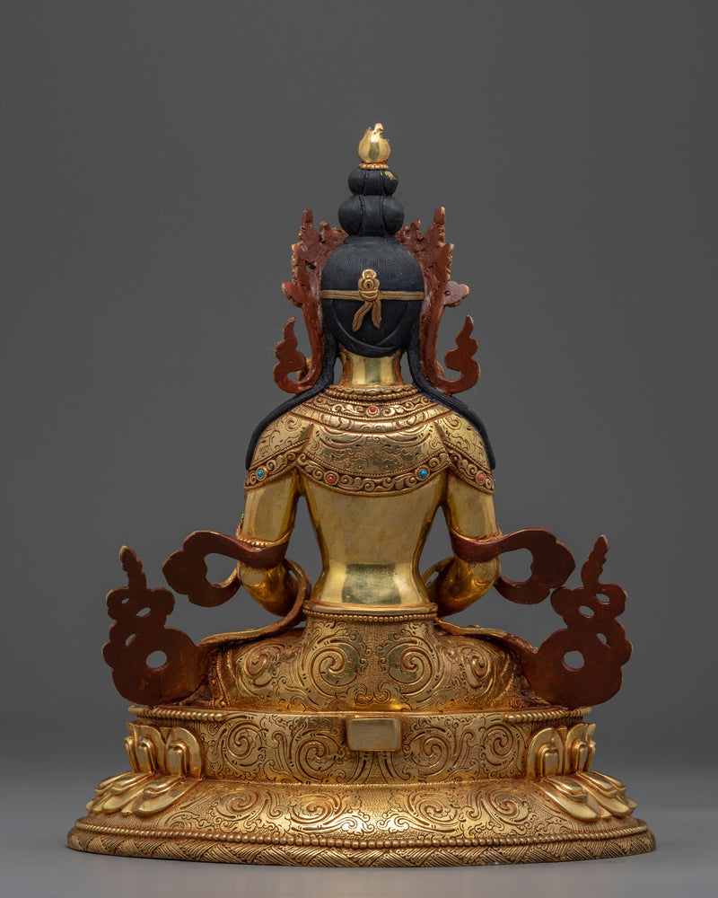 Tibetan Buddhist Statue of Lord Amitayus | Himalayan Traditional Art