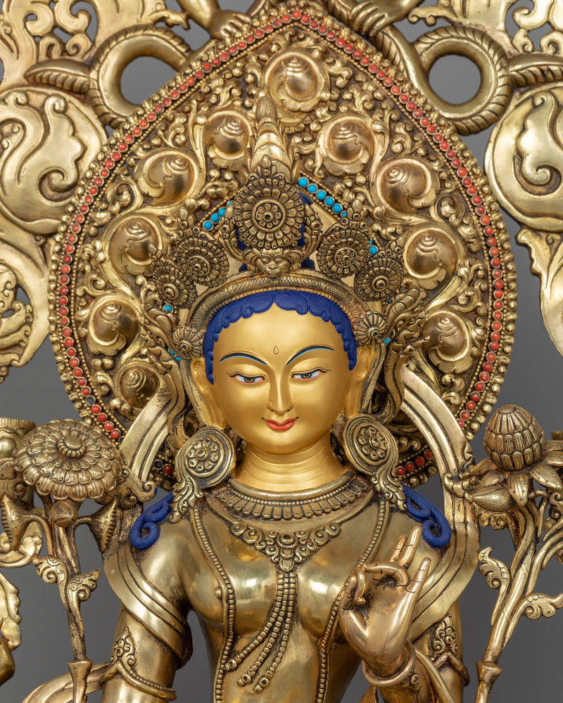 Green Tara Statue Buddhist Art | Traditionally Hand-carved