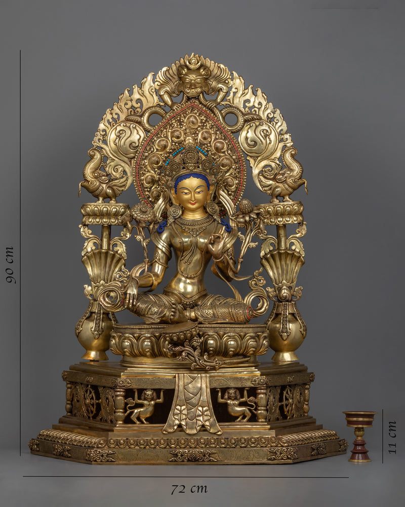 Green Tara Statue Buddhist Art | Traditionally Hand-carved