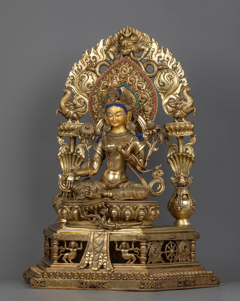 Green Tara Statue Buddhist Art | Traditionally Hand-carved