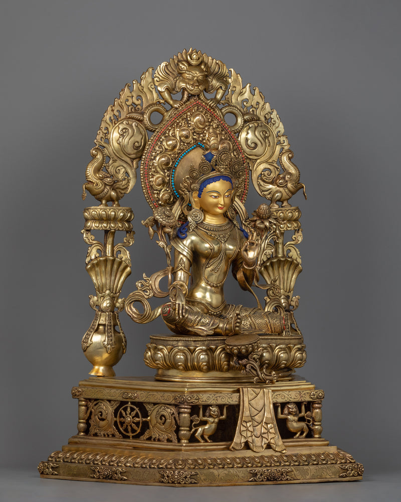 Green Tara Statue Buddhist Art | Traditionally Hand-carved