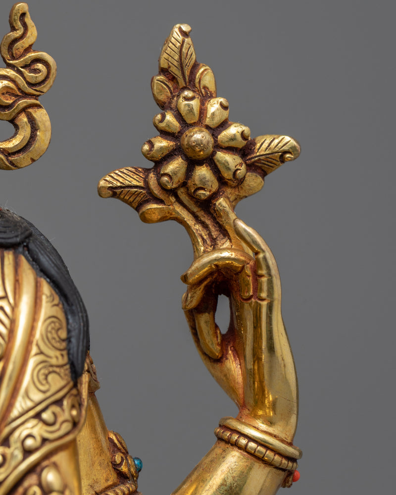 Buddhist Four-Arm Chenresig Statue | 24K Gold Hand-Carved Sculpture