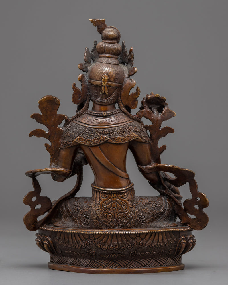 Hand-Carved Green Tara Guru Statue | Traditional Artwork of Nepal