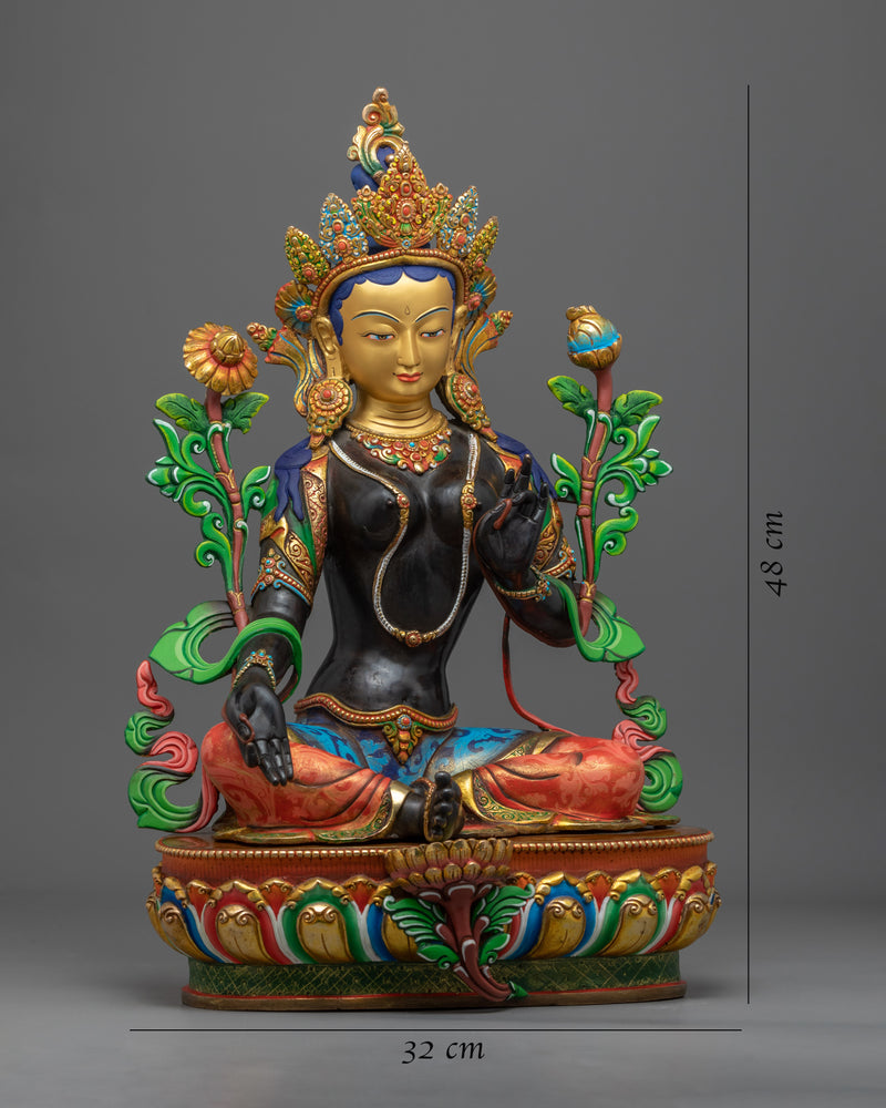 Himalayan Green Tara Mother Statue | Hand-Carved Buddhist Deity Sculpture