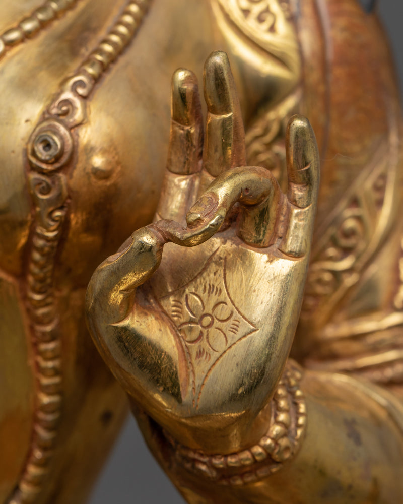 Green Tara Buddha Statue | Tibetan Art Plated with Gold