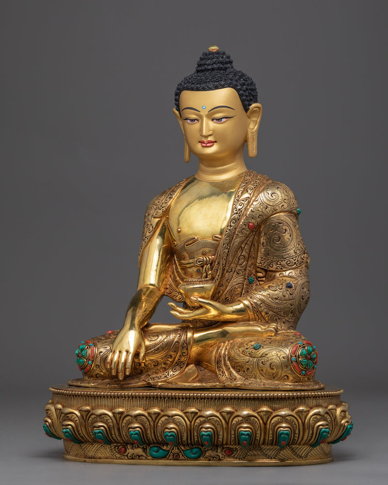 Small Buddha Gold Statue | Traditional Himalayan Art