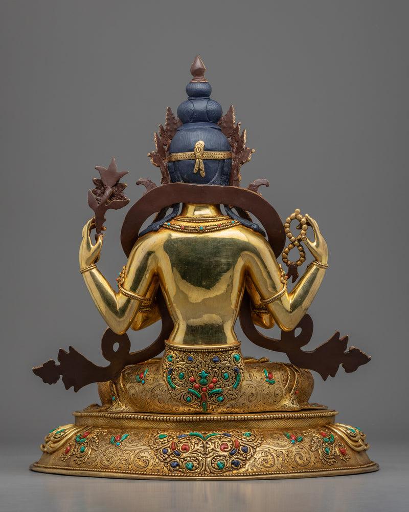 Avalokitesvara Bodhisattva Statue | Gold Plated Himalayan Art