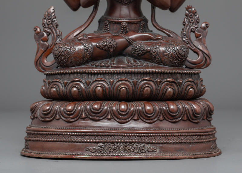 Oxidized Copper Body Bodhisattva Avalokitesvara Statue | Bodhisattva Sculpture for Practice