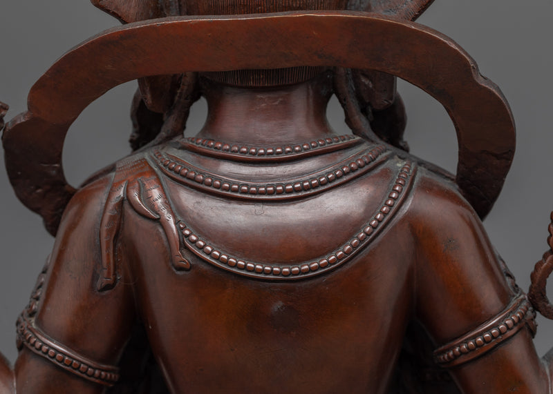 Oxidized Copper Body Bodhisattva Avalokitesvara Statue | Bodhisattva Sculpture for Practice