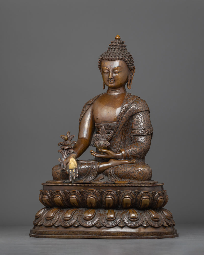 Healing Medicine Buddha Statue |  Fully Oxidized Copper Handcrafted Statue