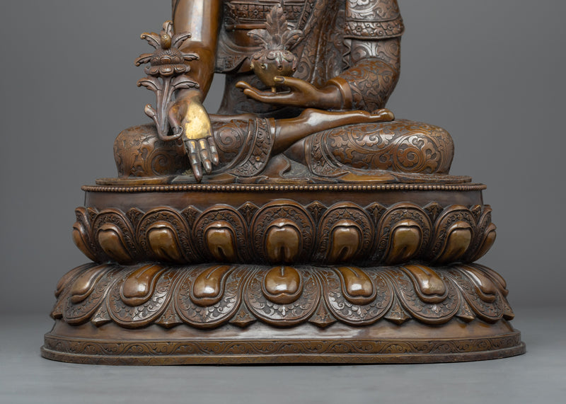 Healing Medicine Buddha Statue |  Fully Oxidized Copper Handcrafted Statue