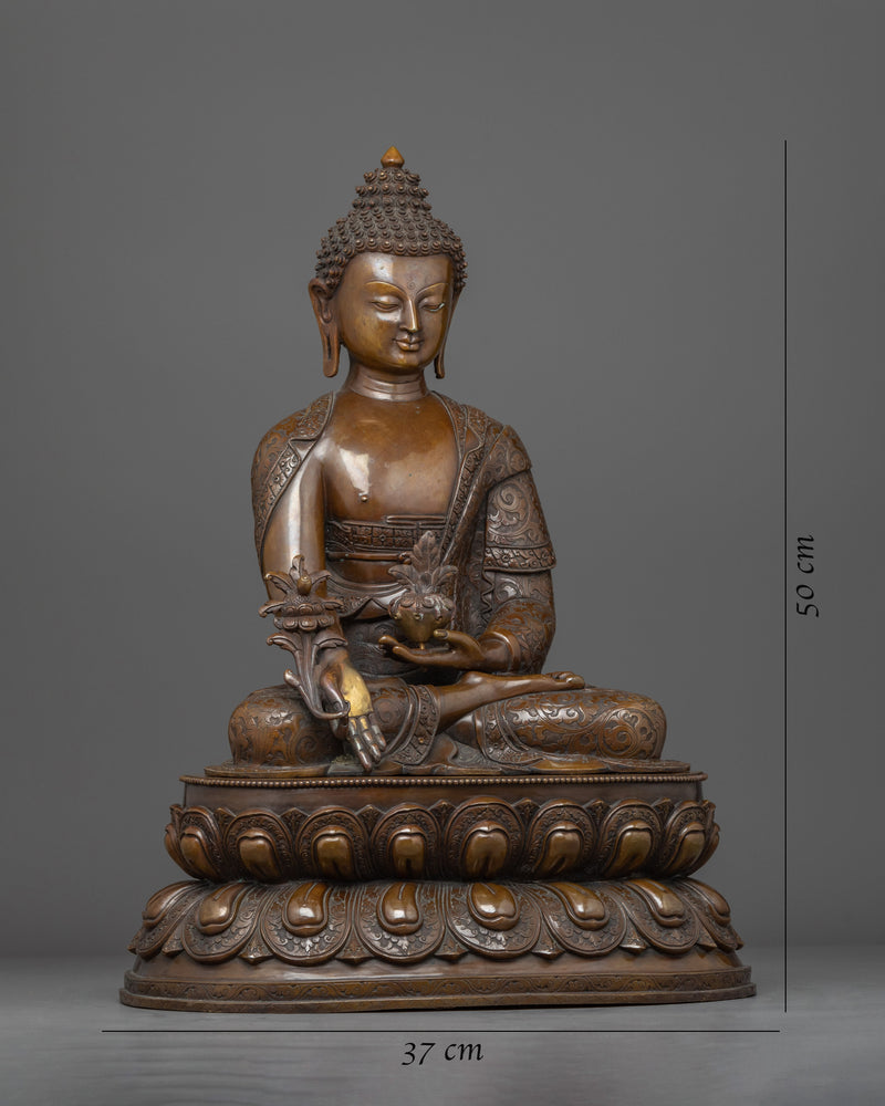 Healing Medicine Buddha Statue |  Fully Oxidized Copper Handcrafted Statue