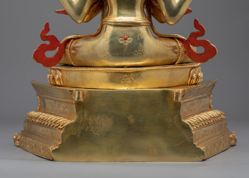 Tibetan Chenrezig Statue | Traditionally Gold Gilded Artwork