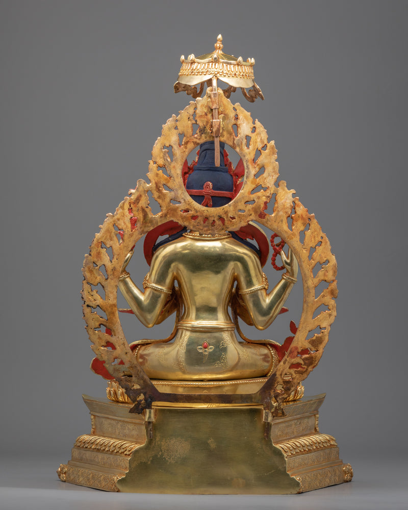 Tibetan Chenrezig Statue | Traditionally Gold Gilded Artwork