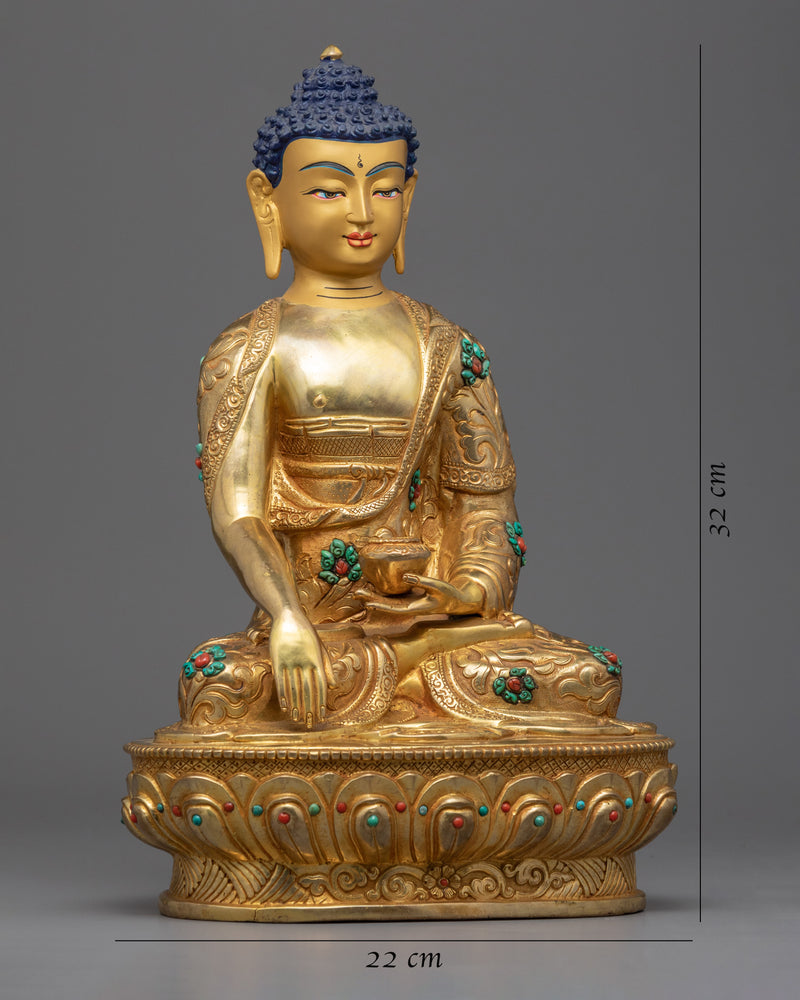 Tibetan Shakyamuni Buddha Statue | Gold-Gilded Statue For Meditation